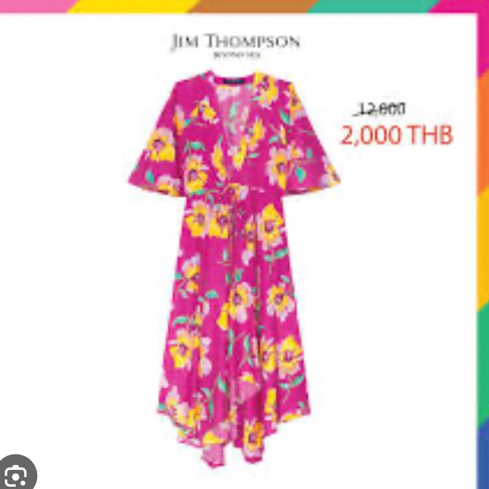 Jim Thompson 100% Silk Floral Pink Maxi Dress size 6/8 - Picture 3 of 7